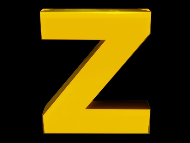 A yellow letter z with a black background