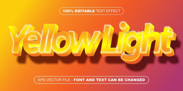 Yellow light 3d editable text effect