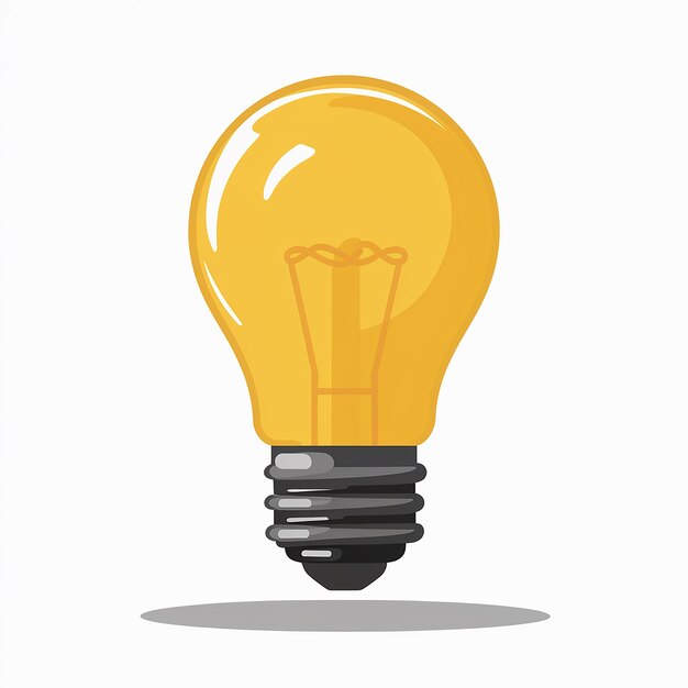 a yellow light bulb with a black base and a black base