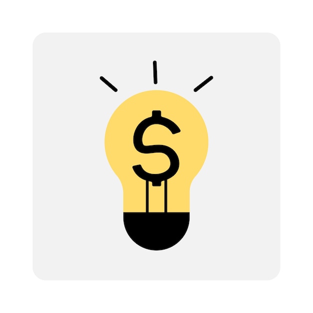 Yellow light bulb with dollar. Vector illustration. EPS10.