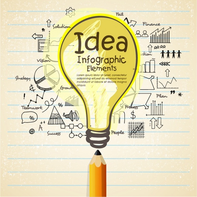 Yellow light bulb with other infographic elements