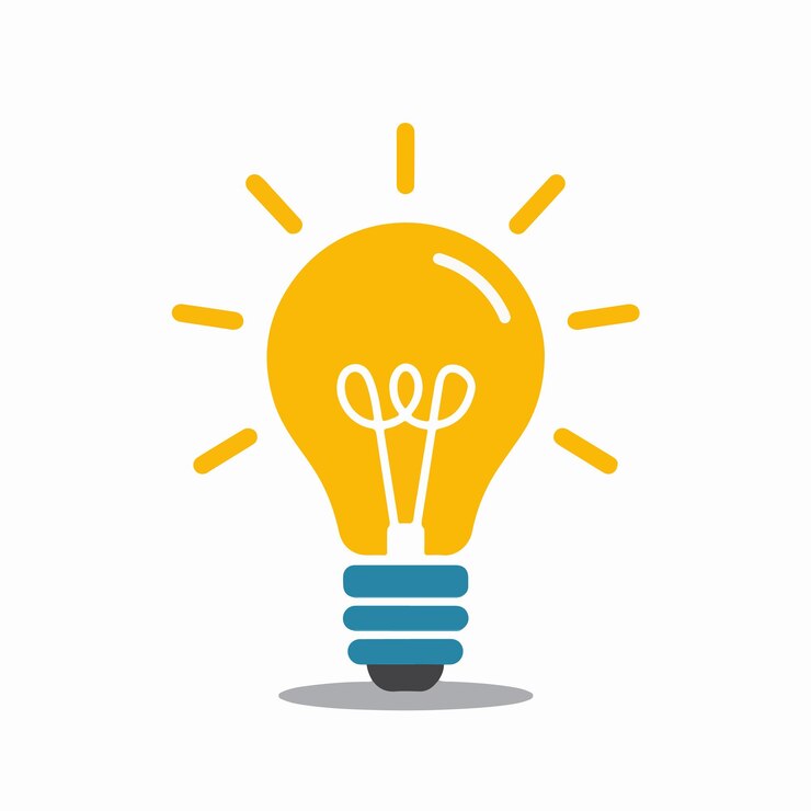Vector yellow light bulb with the words  a  on it