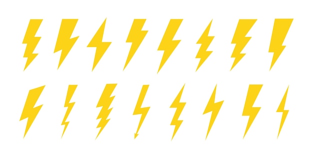 ベクトル 黄色の稲妻アイコン フラッシュ シンボル サンダー ボルト シンプルな落雷の兆候