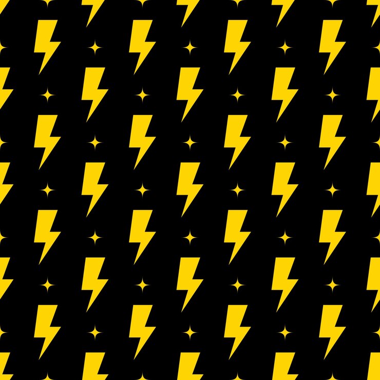 Vector yellow lightning bolt vector seamless pattern background