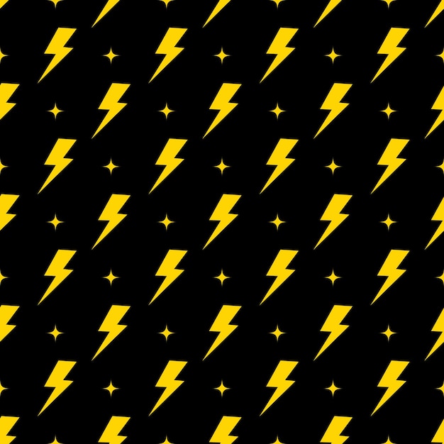 Vector yellow lightning bolt vector seamless pattern background