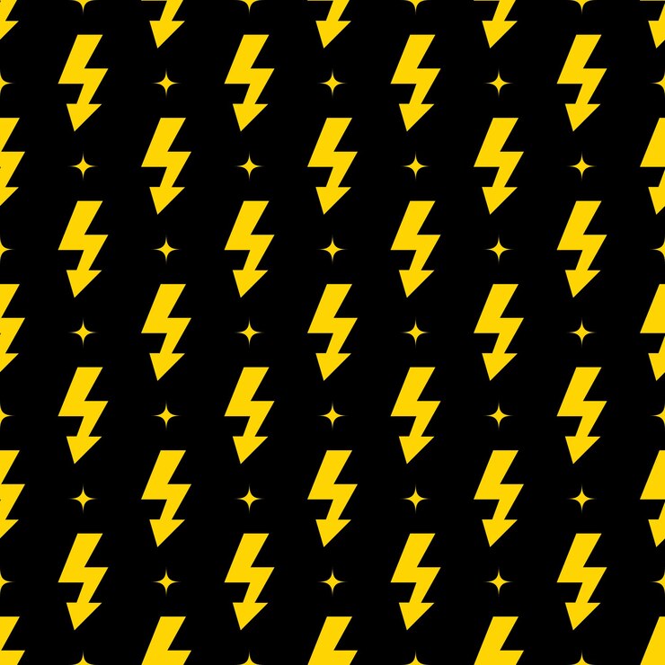 Vector yellow lightning bolt vector seamless pattern background