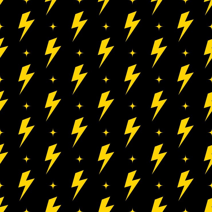 Vector yellow lightning bolt vector seamless pattern background