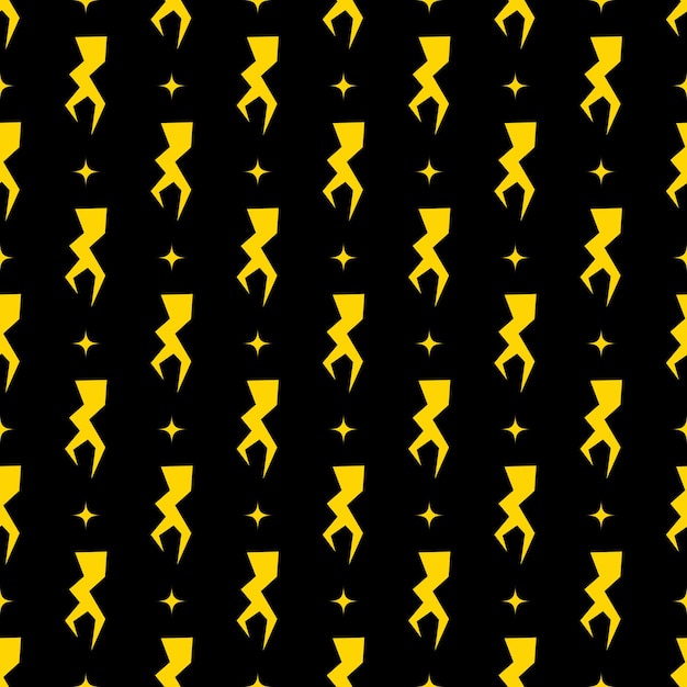 Vector yellow lightning bolt vector seamless pattern background