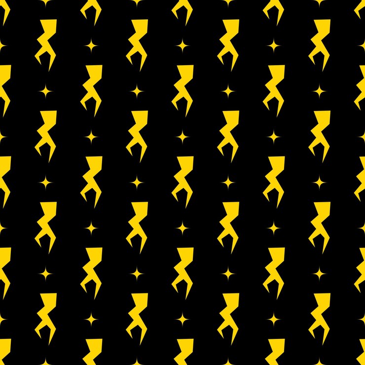 Vector yellow lightning bolt vector seamless pattern background