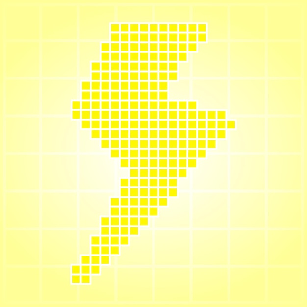 Yellow lightning flash pixel art game asset vector illustration