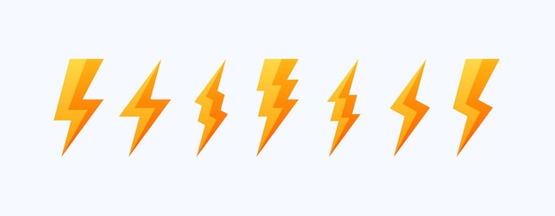 Yellow lightning thunder icons