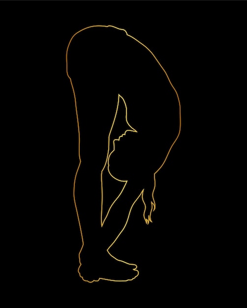 A yellow line of a girl on a black background