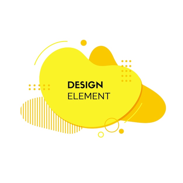 Yellow liquid abstract design element vector fluid shape for dynamic motion design banners
