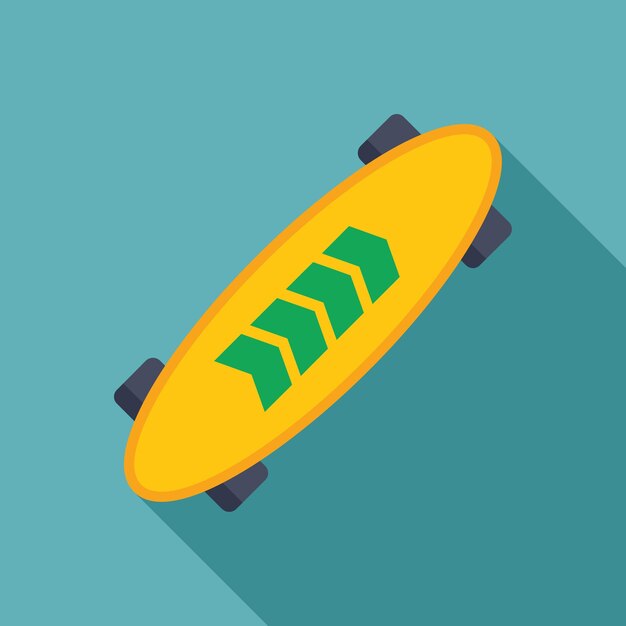 Yellow longboard skateboard standing on blue background