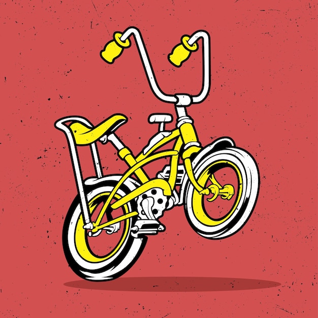 Vector yellow low rider bike in red background vintage free vector