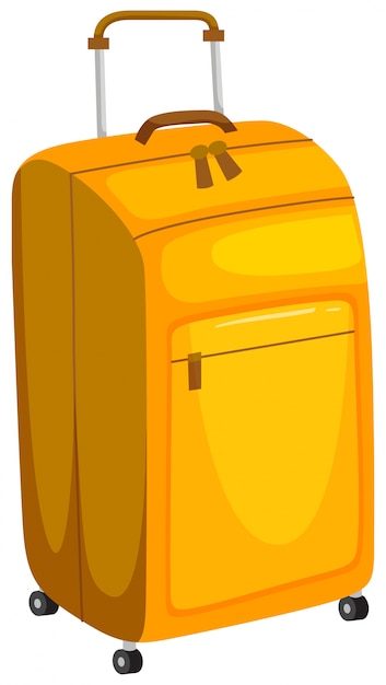 Yellow luggage on white background