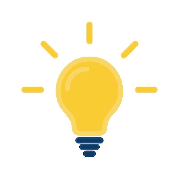 Yellow luminous bulb on a white background flat style vector illustration