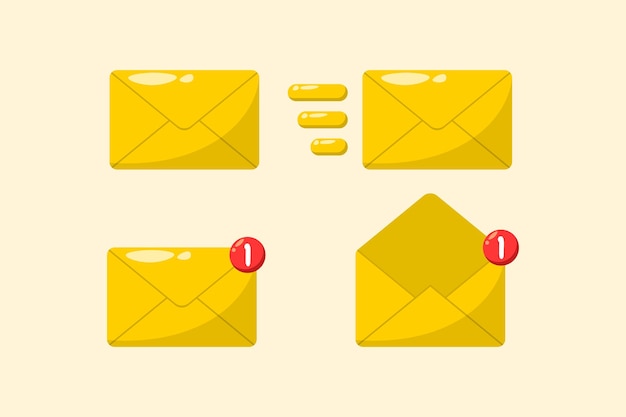 yellow mail envelope icon set