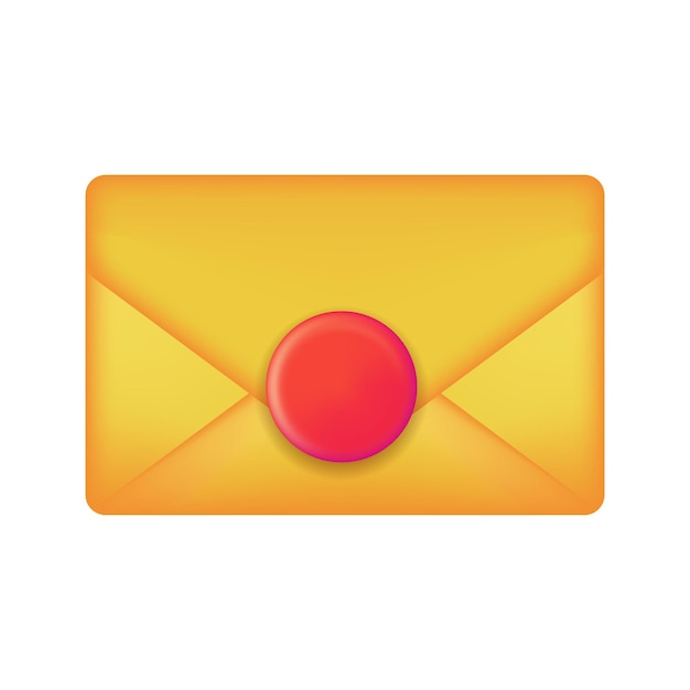 黄色のメールレター通信ポスト配信3dアイコンシンボル