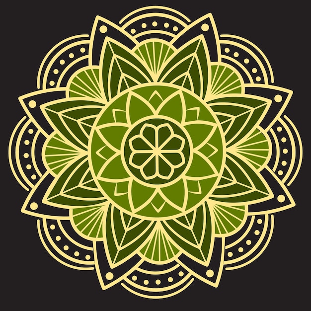 A yellow mandala with a flower on it