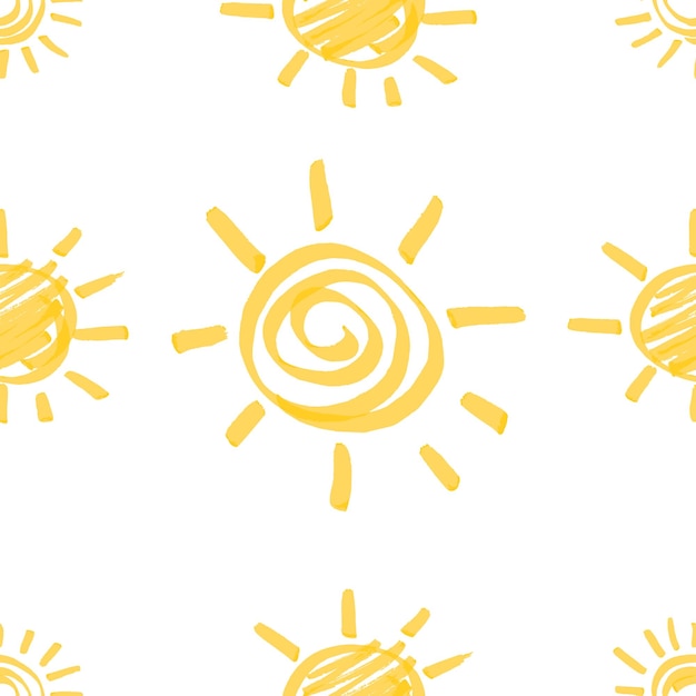 Vector yellow marker sun seamless pattern