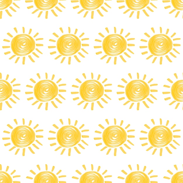 Yellow Marker Sun Seamless Pattern