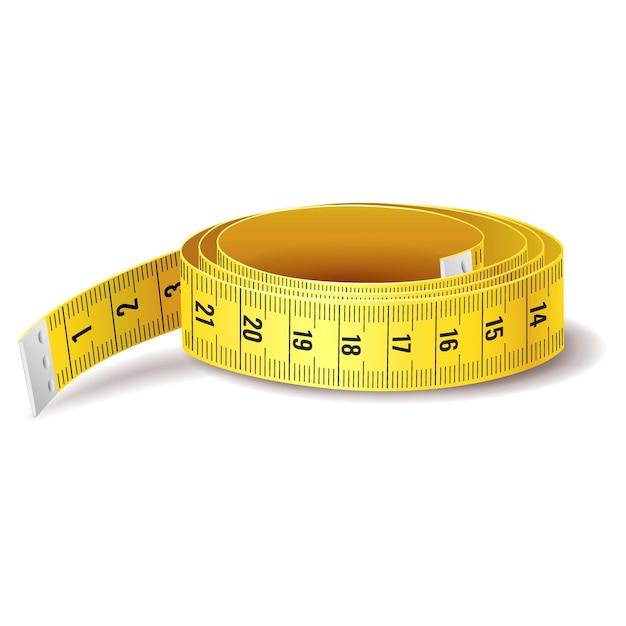 Vector yellow measure tape icon isolated on white background