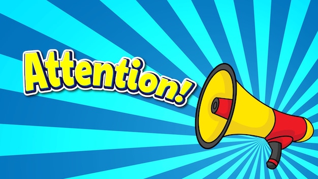 A yellow megaphone with the word attention on it