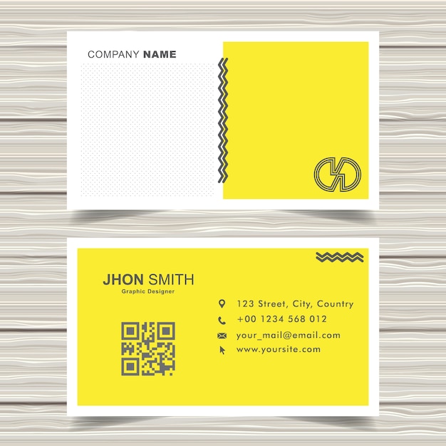Желтый мемфис визитная карточка дизайн вектор