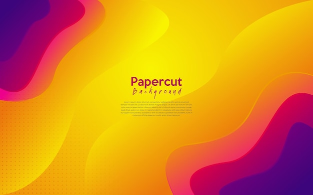 Yellow modern abstract papercut background