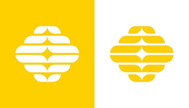 Yellow modern bee hive logo