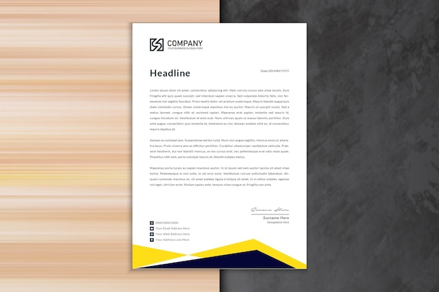 Yellow Modern company letterhead Template Design