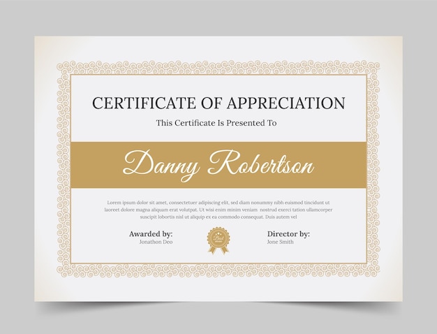 Yellow Modern Design Certificate Template Elegant certificate or diploma retro vintage design