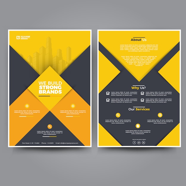 Yellow modern polygon flyer template