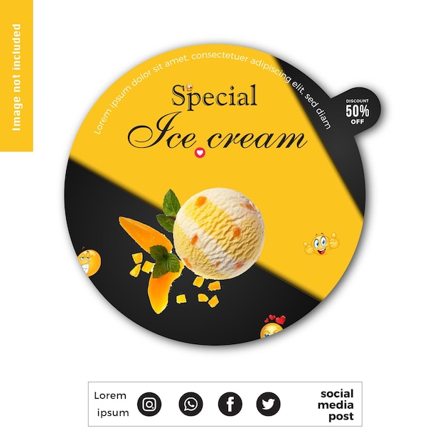 Yellow modern realistic ice cream label collection