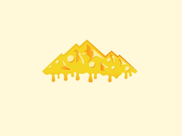 Vector yellow montain of cheese with gradient color