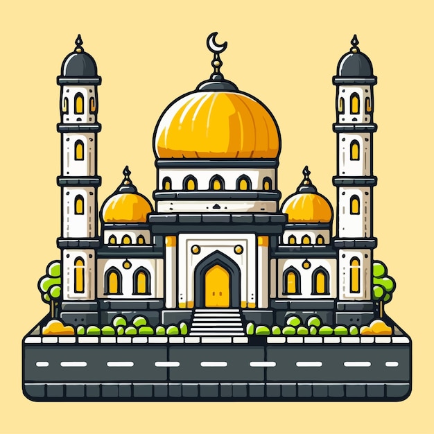 Yellow Mosque Vector Illustration