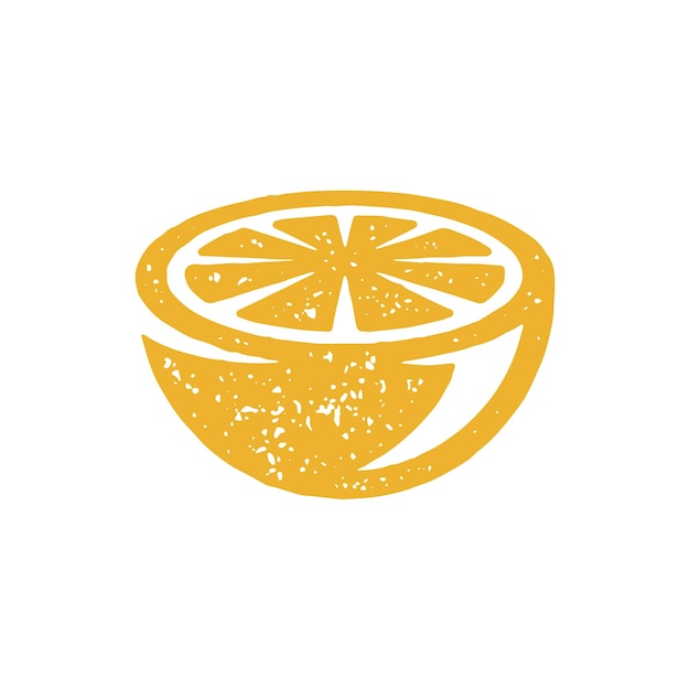 Желтый натуральный лимон полумонохромный гранж текстура логотип декоративный дизайн векторная иллюстрация
