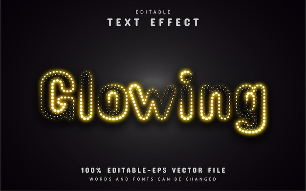 Vector yellow neon glowing text effect