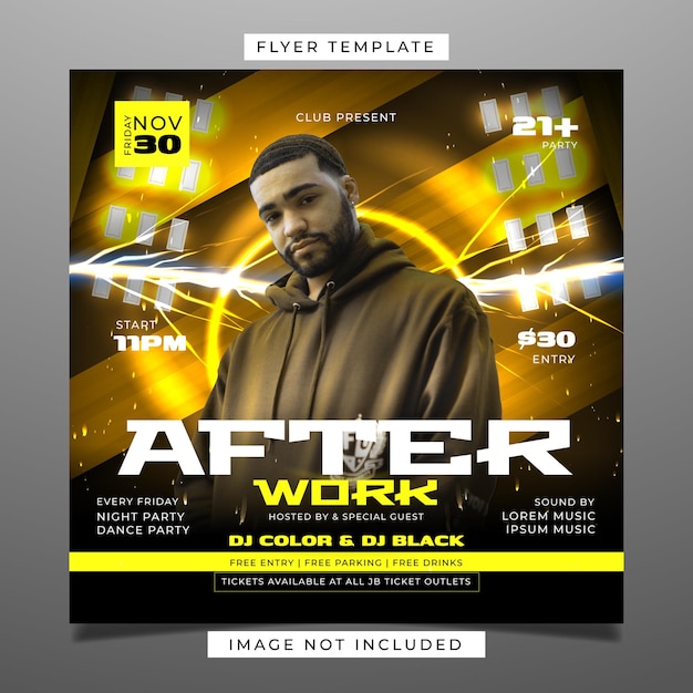 Vector yellow night party flyer template