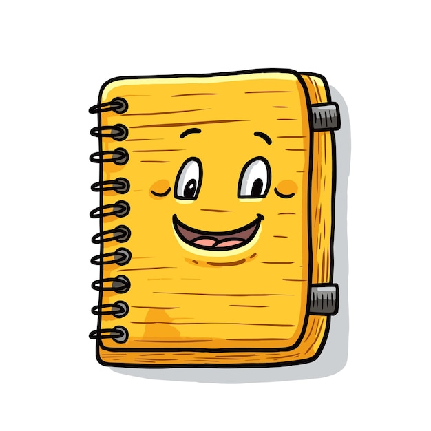 Yellow notepad sticker cartoon illustration Vector