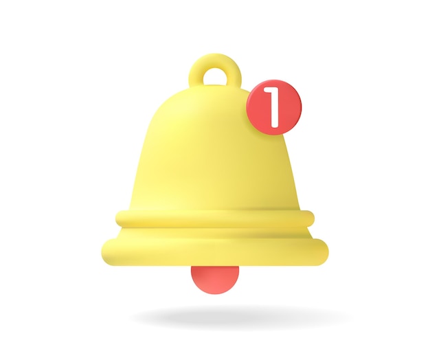 Yellow notification bell, an alert has arrived. one new notification concept. notification. vector graphics.