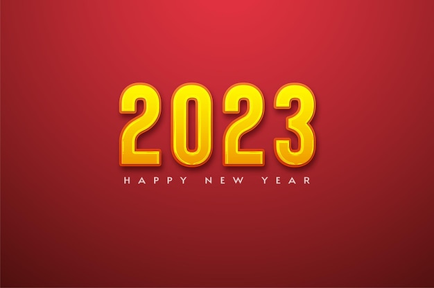 Yellow number 2023 on red background