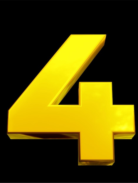 A yellow number 4 with a black background