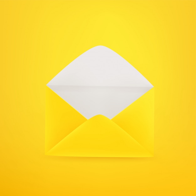 Yellow open empty envelope . 3d comic style editable icon