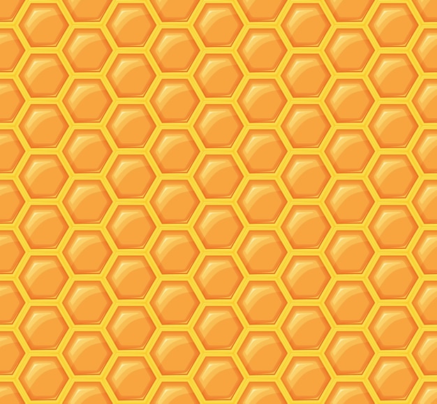 Желто-оранжевый улей фон Сотовый пчелиный улей узор ячеек Пчелиный мед формы Вектор геометрический бесшовный символ текстуры Шестиугольник гексагональной мозаичной ячейки знак или значок Цвет градации