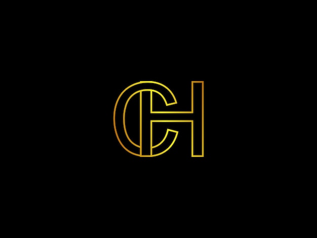 Yellow and orange letter ch on a black background