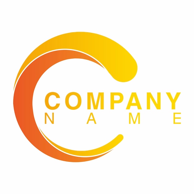 a yellow and orange logo with the word company name in yellow on it