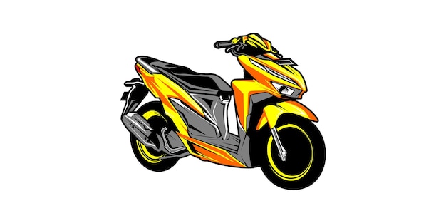 Vector a yellow and orange motorcycle with the word honda on the front.