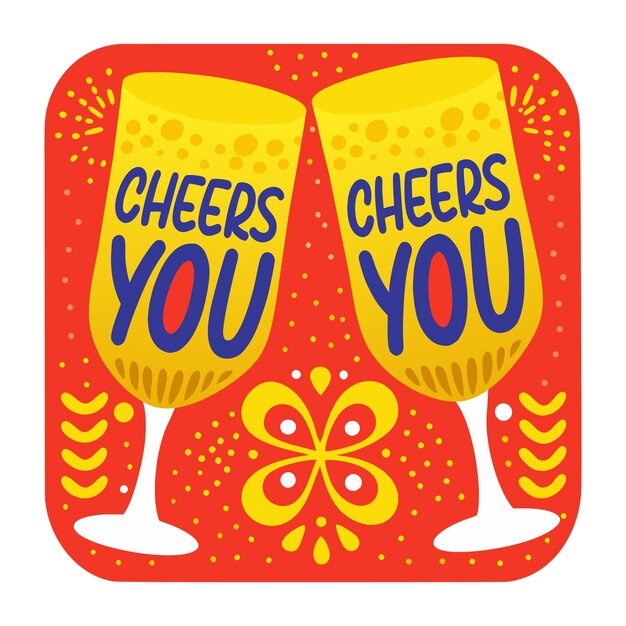 Vector a yellow and orange poster that says quot cheers you quot